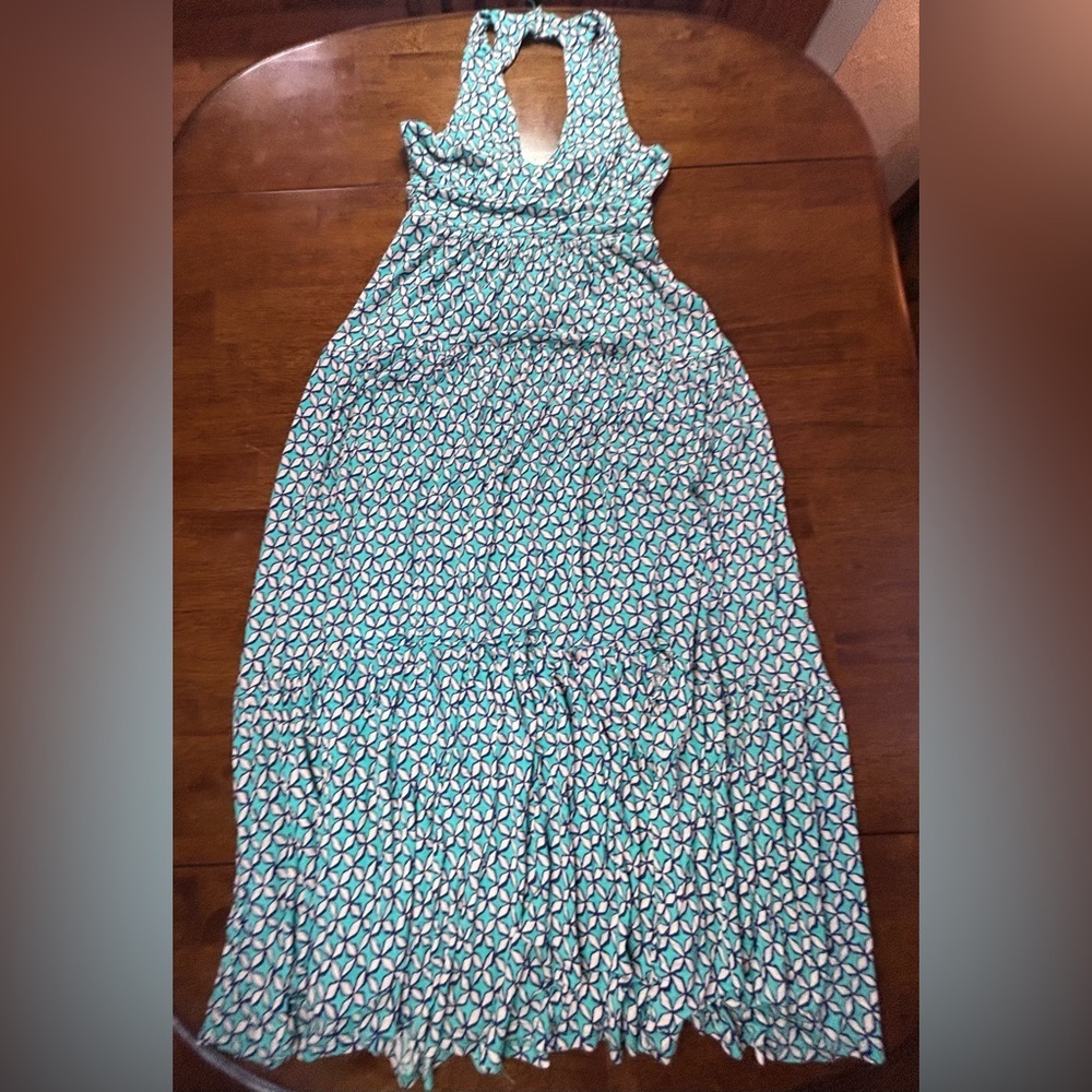 Anthropologie Maeve Mabel Tiered Maxi Dress Blue Motif Womens XSP - Picture 2 of 9